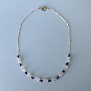 Clear Quartz / Royal Blue Crystal Necklace